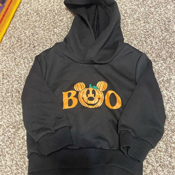 Disney Halloween Mickey Mouse "Boo" Pumpkin Black Hoodie Pullover - Picture 1 of 3